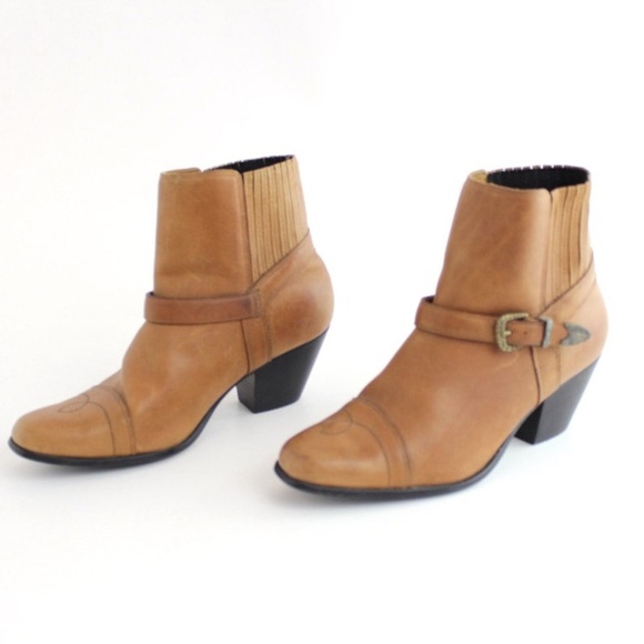 Vintage Dingo western tan brown buckle leather ankle boots - Picture 5 of 5